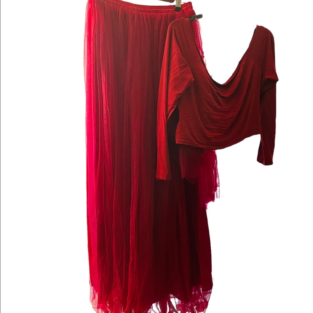 Off the shoulder crop top and matching maxi skirt size XL